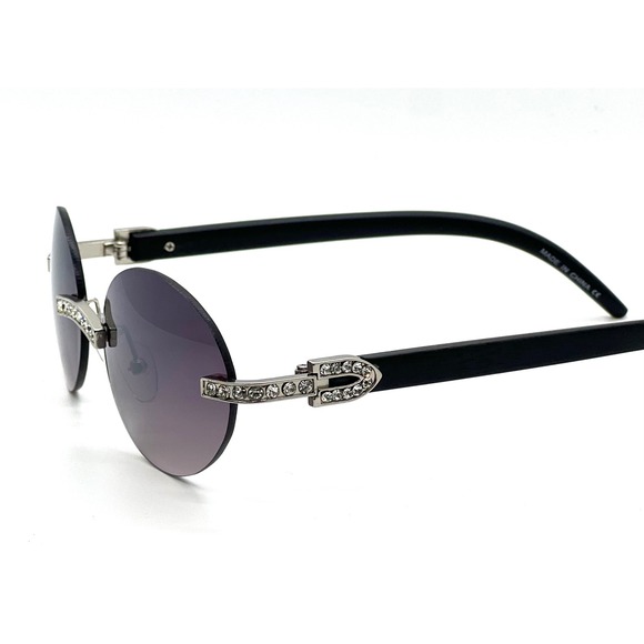 Rhinestone Rimless Sunglasses Round Lens Fashion Shades Designer Style Elegant - Picture 6 of 6